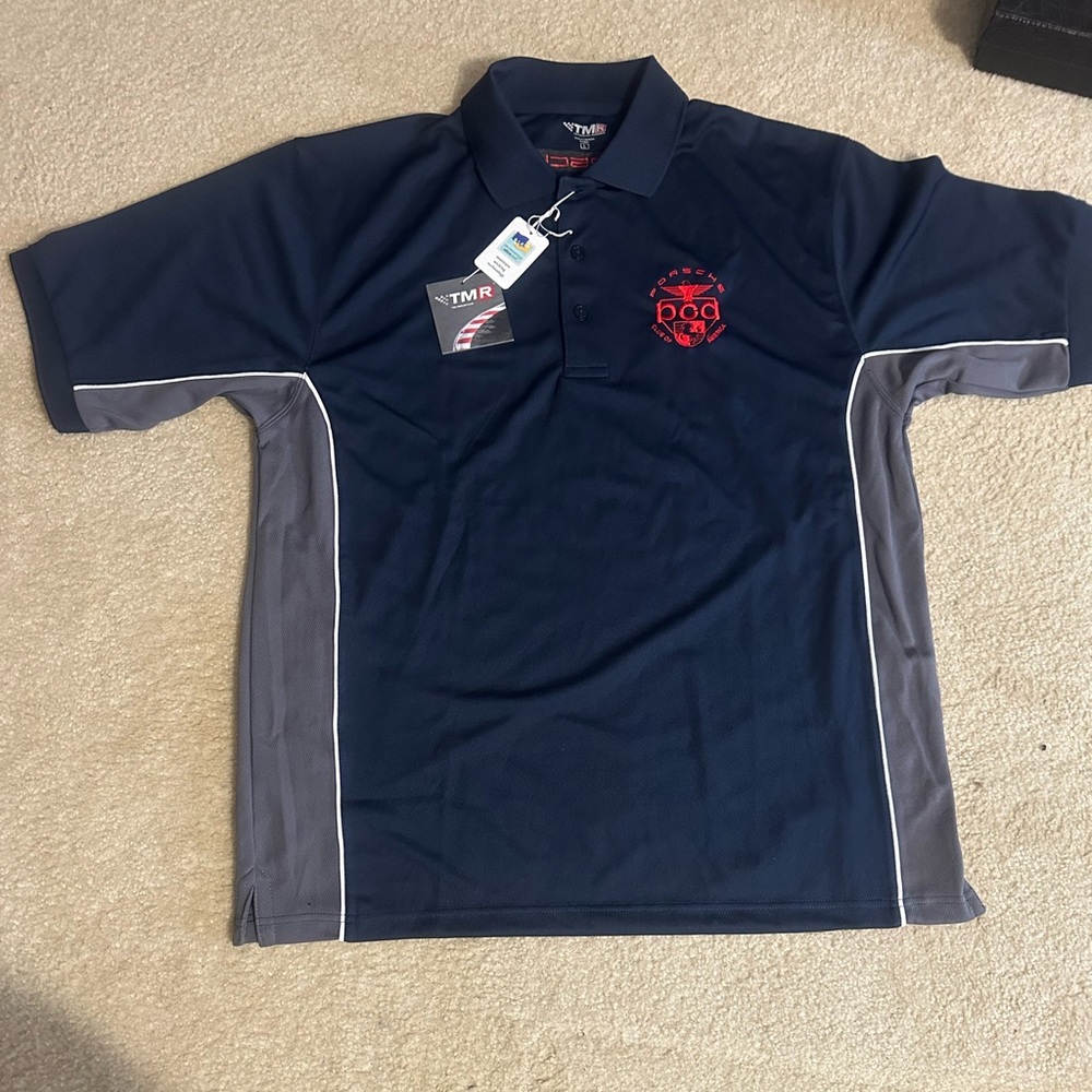 Mens NEW NEVER USED NEW with TAG  size L Porsche club of America polo shirt